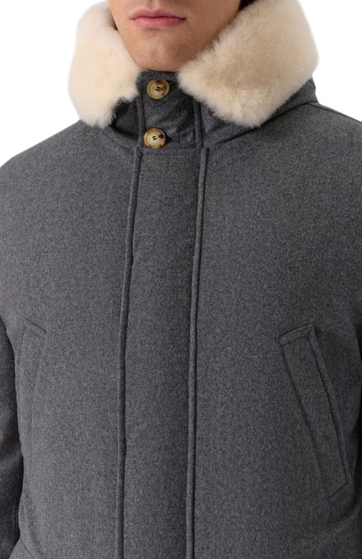 Пуховик с меховым воротником Brunello Cucinelli MM4701993 Серый  MM4701993 Фото 5