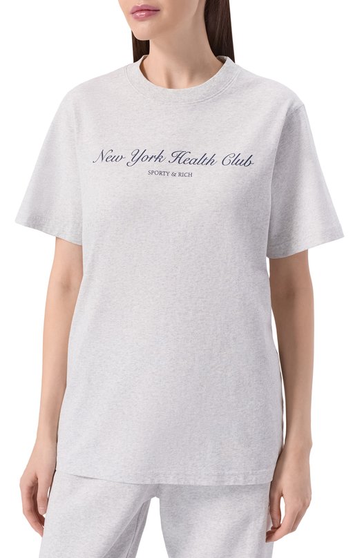 Хлопковая футболка Sporty and Rich T004376043GY03 Серый  T004376043GY03 Фото 3