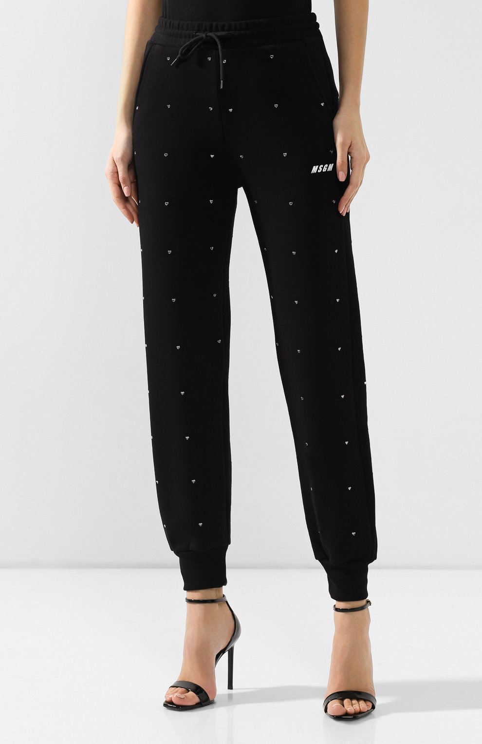 Хлопковые джоггеры MSGM черного цвета по цене 39200 руб., арт. 2742MDP163 195799, фото 3 Хлопковые джоггеры MSGM, арт. 2742MDP163 195799, фото 3