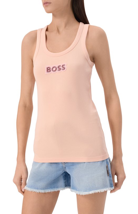 Хлопковая майка BOSS Orange 50536985 Розовый  50536985 Фото 3