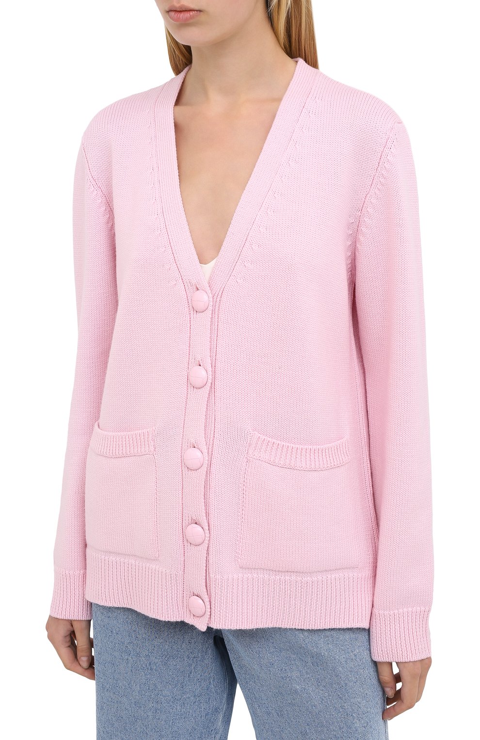 Шерстяной кардиган GANNI розового цвета по цене 32950 руб., арт. K1370, фото 3 Шерстяной кардиган GANNI, арт. K1370, фото 3