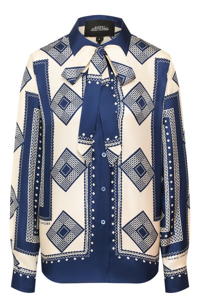 Шелковая блузка MARC JACOBS RUNWAY темно-синего цвета по цене 92350 руб., арт. W6000040, фото 1 Шелковая блузка MARC JACOBS RUNWAY, арт. W6000040, фото 1