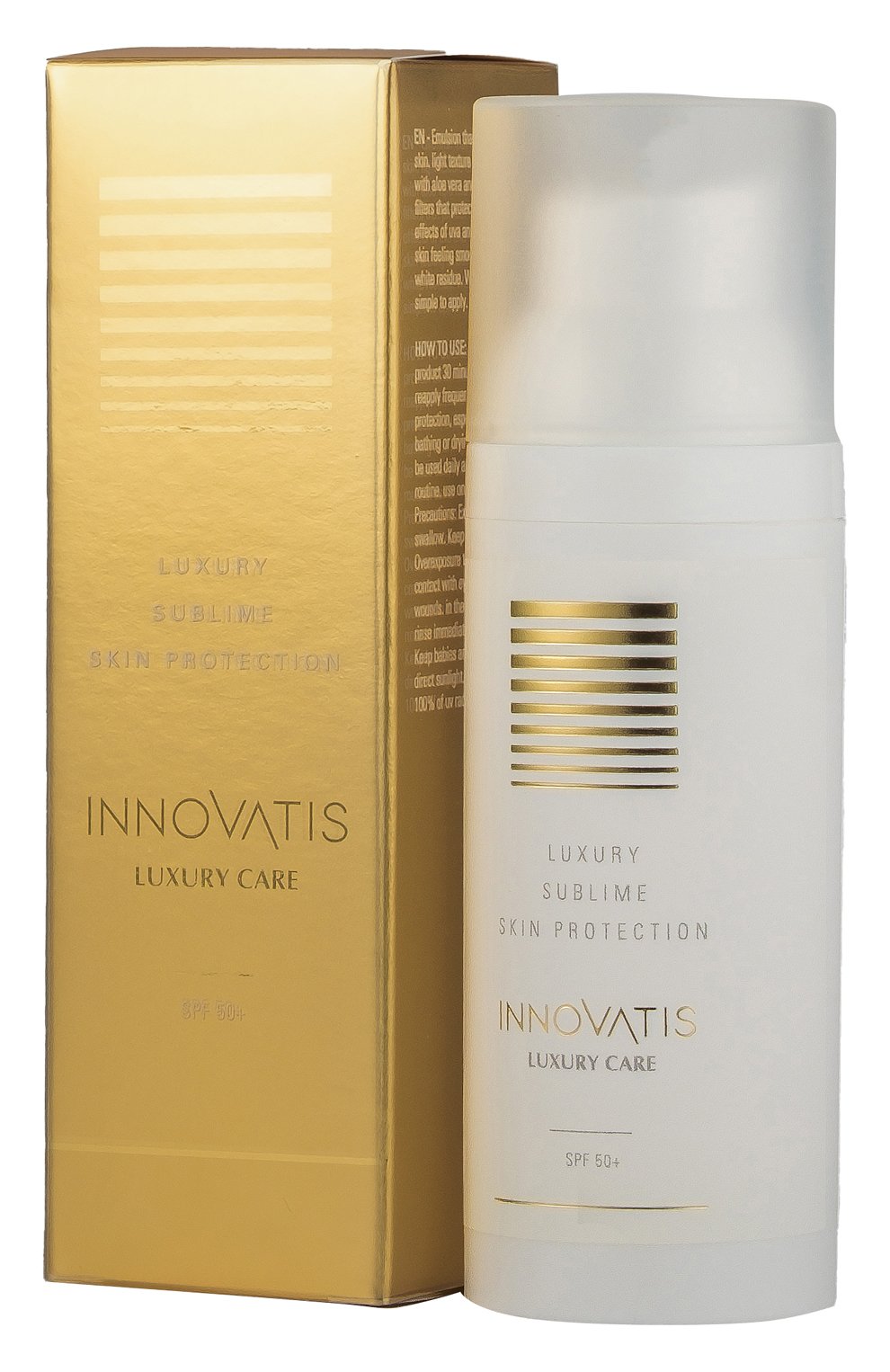 Солнцезащитная эмульсия для тела и лица luxury care spf50+ (50ml) INNOVATIS бесцветного цвета по цене 2850 руб., арт. 8437019455606, фото 3 Солнцезащитная эмульсия для тела и лица luxury care spf50+ (50ml) INNOVATIS, арт. 8437019455606, фото 3
