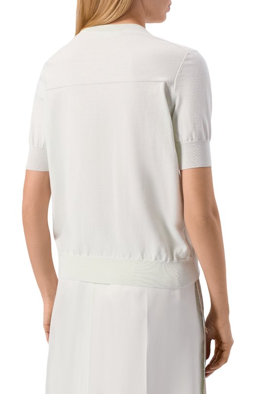 Хлопковый пуловер Jil Sander J02GC0117/J15383 Голубой  J02GC0117/J15383 Фото 4