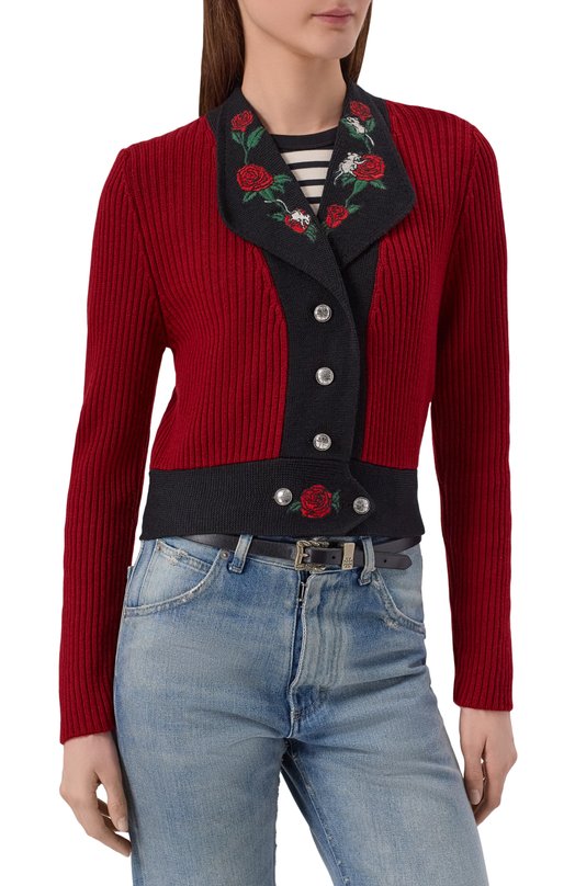 Шерстяной кардиган Enfants Riches Deprimes 120-561/MERIN0 W00L Красный  120-561/MERIN0 W00L Фото 3