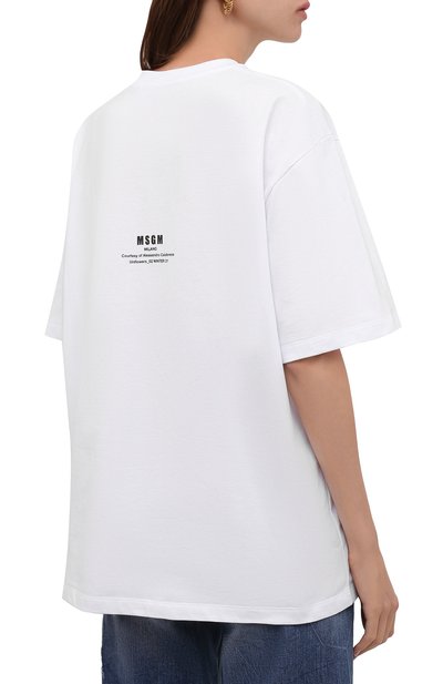 Хлопковая футболка MSGM белого цвета по цене 19950 руб., арт. 3142MDM183 217798, фото 4 Хлопковая футболка MSGM, арт. 3142MDM183 217798, фото 4
