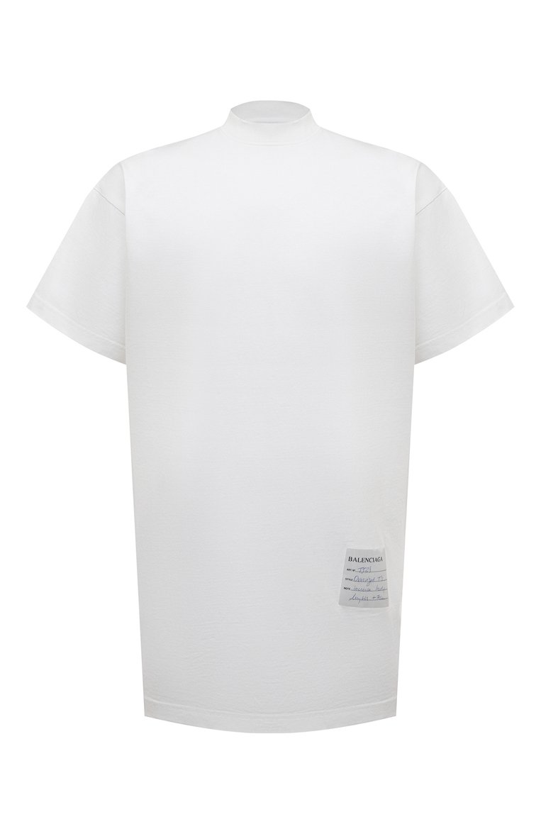 Мужская хлопковая футболка BALENCIAGA белого цвета, арт. 739028/TPVN4 | Фото 1 (Длина (для топов): Удлиненные; Рукава: Короткие; Материал внешний: Хлопок; Принт: С принтом; Стили: Минимализм; Кросс-КТ: Джерси; Мужское Кросс-КТ: Футболка-одежда)