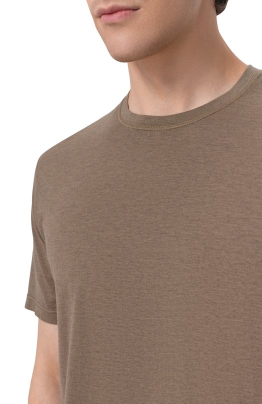 Футболка из хлопка и кашемира Kiton UMK0872 Коричневый  UMK0872 Фото 5