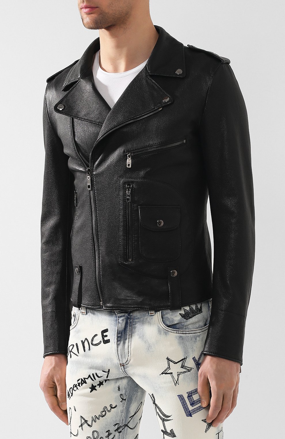 Кожаная косуха DOLCE & GABBANA, арт. G9NI8L/HULB0, фото 3