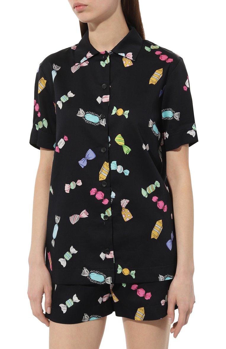 Женская хлопковая пижама MOSCHINO черного цвета, арт. 231V6/A7803/4414 | Фото 3 (Материал внешний: Хлопок; Нос: Не проставлено)