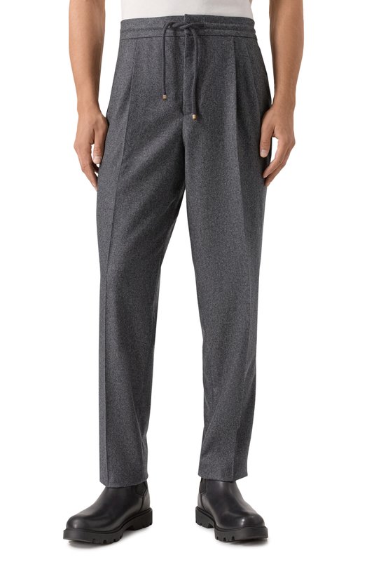 Шерстяные брюки Brunello Cucinelli M038PE1710 Серый  M038PE1710 Фото 3