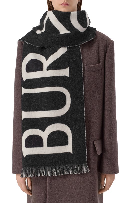 Шерстяной шарф Burberry 8109563 Чёрный  8109563 Фото 2