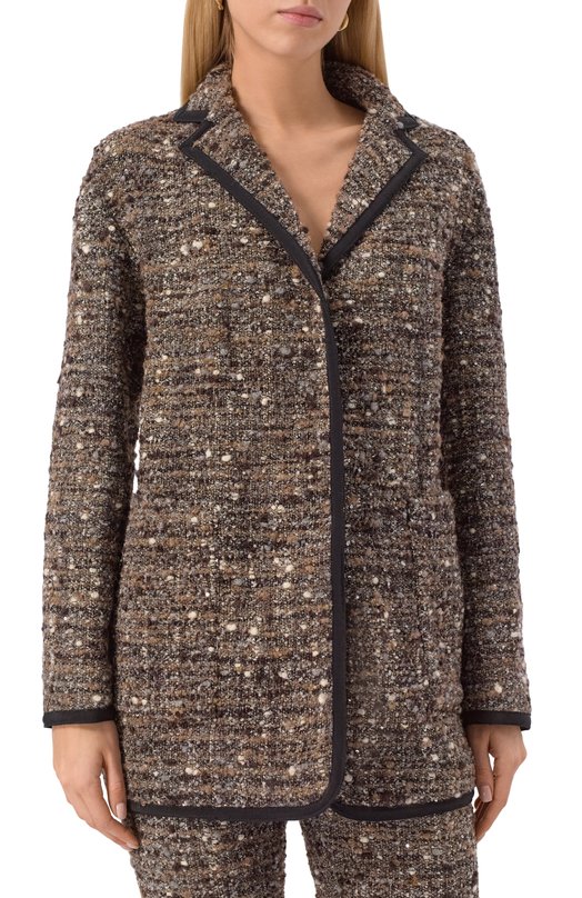 Шерстяной жакет Giambattista Valli 25FWSVCA8016/77GR0 Коричневый  25FWSVCA8016/77GR0 Фото 3