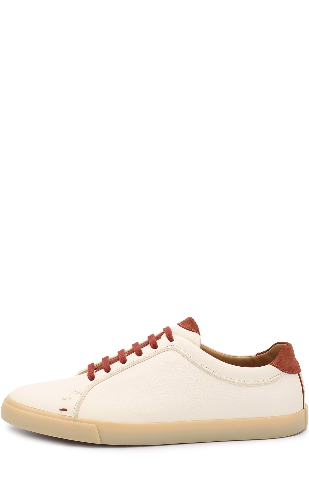 Мужские белые кожаные кеды freetime walk на шнуровке LORO PIANA