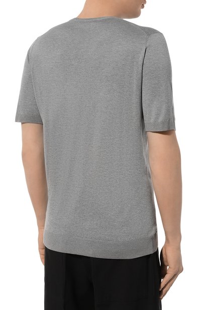 Шелковый джемпер ANDREA CAMPAGNA светло-серого цвета по цене 43900 руб., арт. 43112/23503, фото 4 Шелковый джемпер ANDREA CAMPAGNA, арт. 43112/23503, фото 4