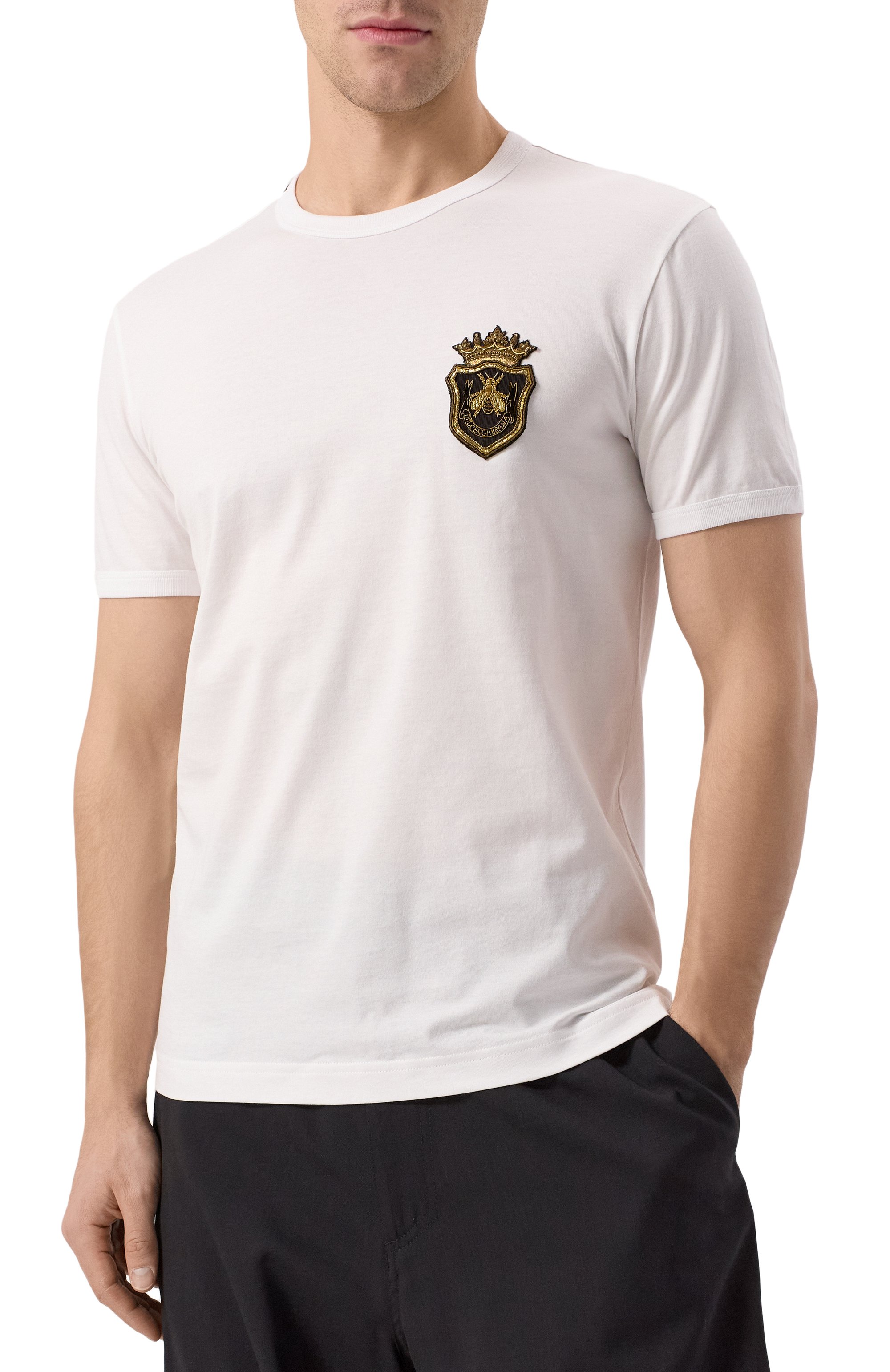 Хлопковая футболка DOLCE & GABBANA белого цвета по цене 87550 руб., арт. G8PV1Z/G704C, фото 3 Хлопковая футболка DOLCE & GABBANA, арт. G8PV1Z/G704C, фото 3