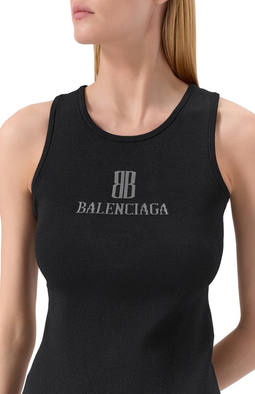 Майка из вискозы Balenciaga 835500/T5231 Чёрный  835500/T5231 Фото 5