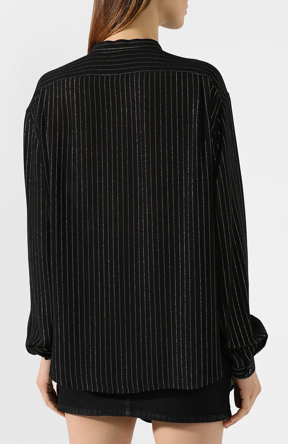Рубашка из вискозы SAINT LAURENT черного цвета по цене 150000 руб., арт. 605378/Y852T, фото 4 Рубашка из вискозы SAINT LAURENT, арт. 605378/Y852T, фото 4