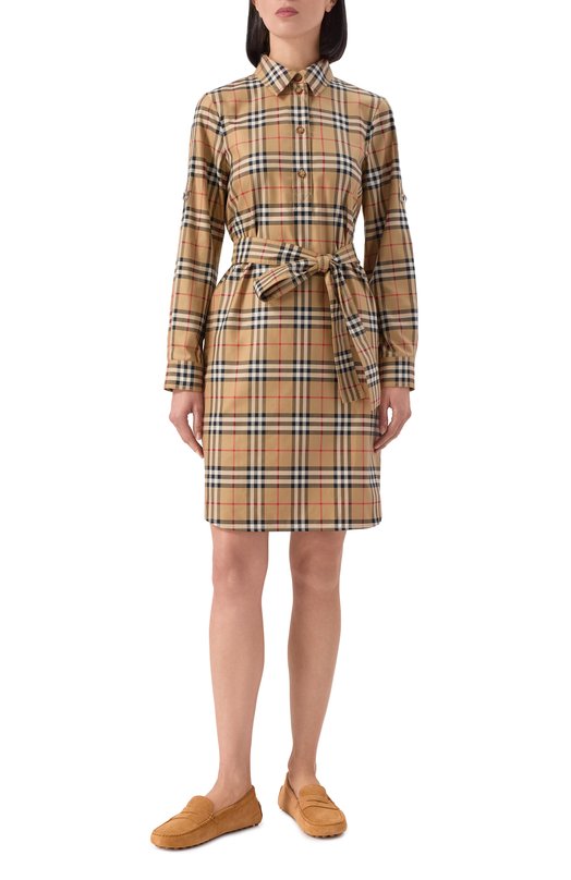 Хлопковое платье Burberry 8085647 Бежевый  8085647 Фото 3