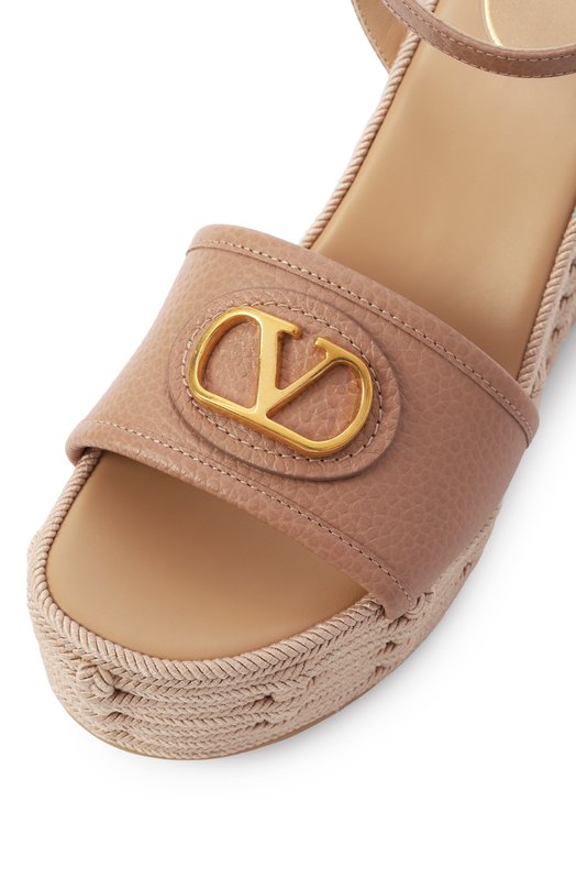 Кожаные босоножки VLogo Signature Valentino 6W0S0LY9/DTW Бежевый  6W0S0LY9/DTW Фото 7