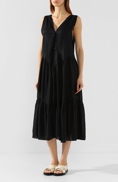 Льняное платье A MERE CO черного цвета по цене 29950 руб., арт. AMC-R20-G7-93, фото 3 Льняное платье A MERE CO, арт. AMC-R20-G7-93, фото 3