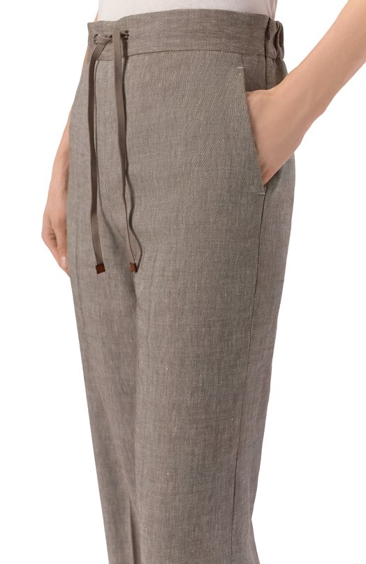 Брюки изо льна и вискозы Lorena Antoniazzi E2624PA31L/5154 Коричневый  E2624PA31L/5154 Фото 5