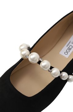 Женские замшевые балетки ade JIMMY CHOO черного цвета, арт. ADE FLAT/SZR | Фото 7 (Материал внутренний: Натуральная кожа; Подошва: Плоская; Материал внешний: Натуральная кожа, Замша; Каблук высота: Низкий)