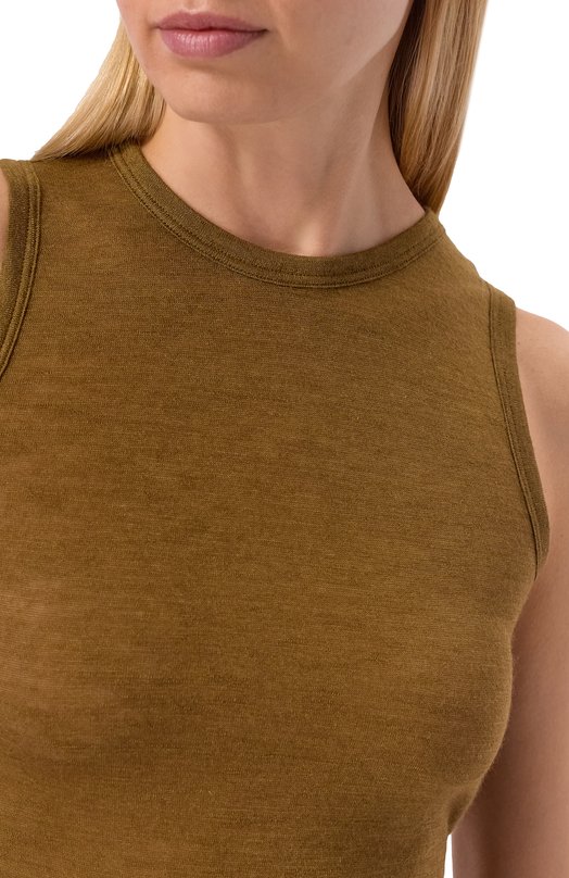 Топ из кашемира и шелка Saint Laurent 849920/Y38BL Хаки  849920/Y38BL Фото 5