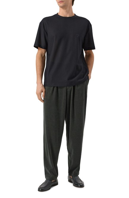 Мужская футболка GIORGIO ARMANI черного цвета, арт. GM001691/TE10045 | Фото 2 (Рукава: Короткие; �Материал сплава: Проставлено; Драгоценные камни: Проставлено; Длина (для топов): Стандартные)