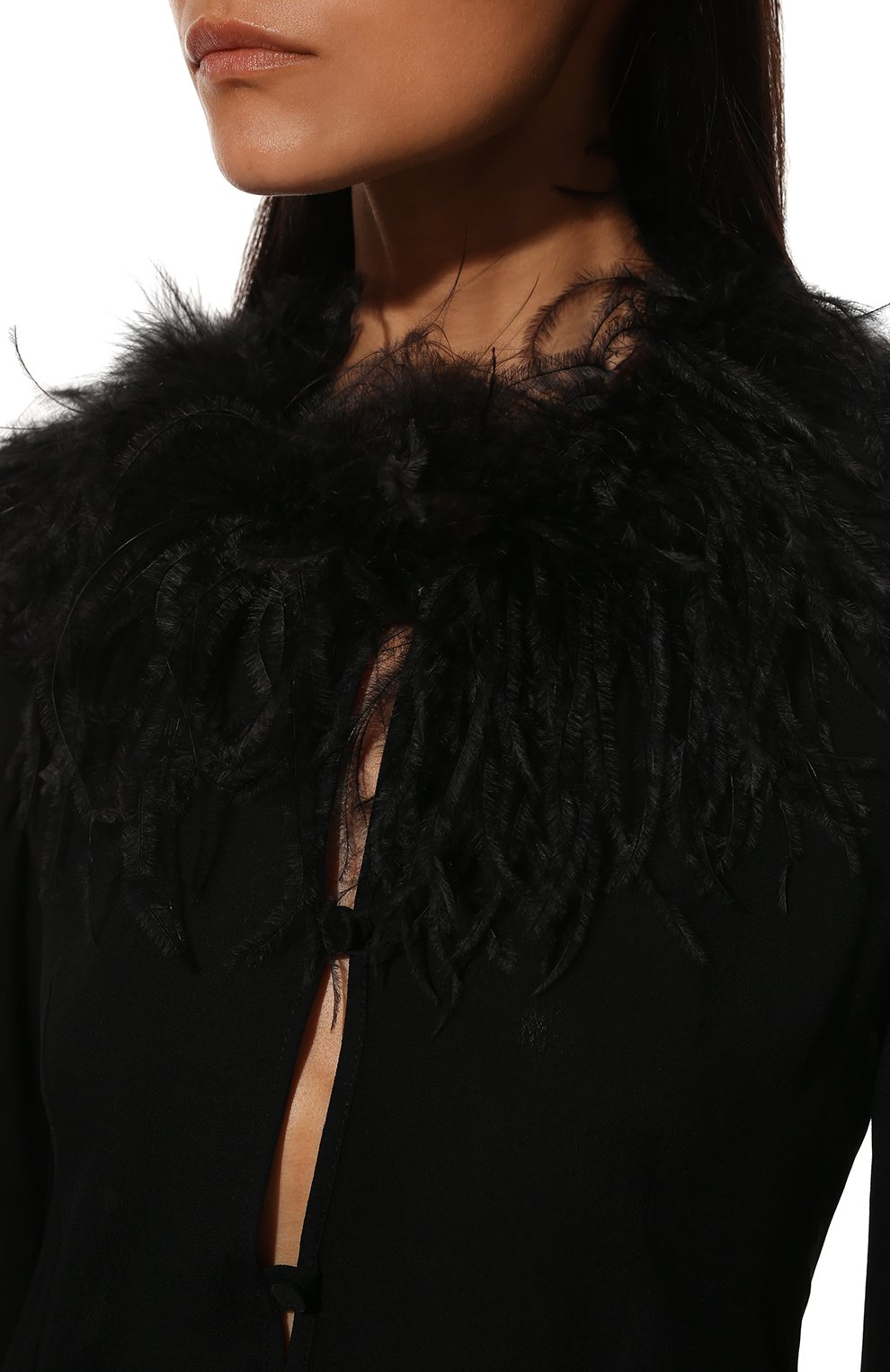 Блузка из вискозы с отделкой перьями GIUSEPPE DI MORABITO, арт. FW22164T0-199, фото 5