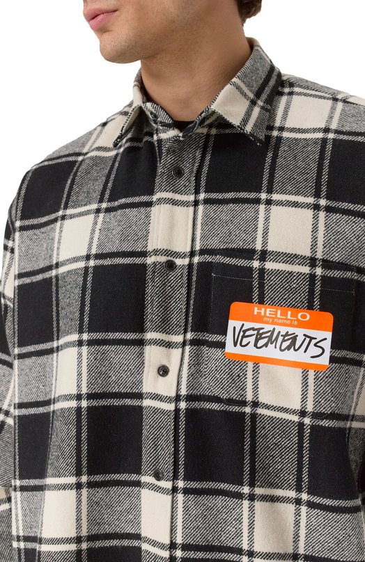 Рубашка VETEMENTS UE54SH420W/1887 FLANNEL Чёрно-белый  UE54SH420W/1887 FLANNEL Фото 5