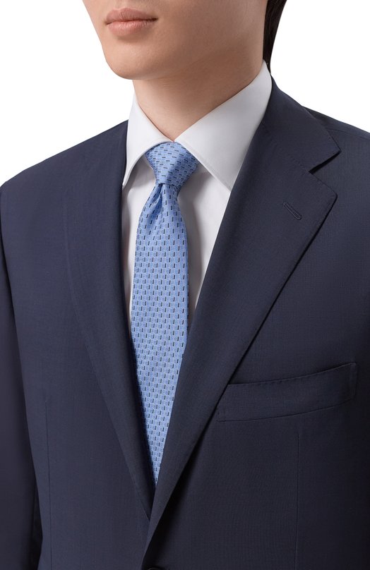 Шелковый галстук Canali 18/HJ04591 Голубой  18/HJ04591 Фото 2