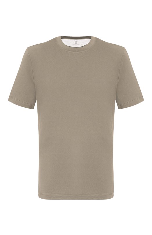 Хлопковая футболка Brunello Cucinelli M0B131308 Хаки M0B131308