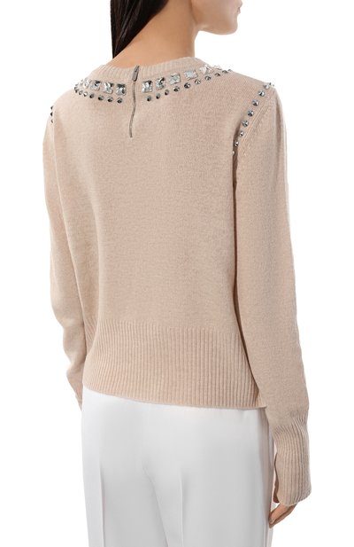 Шерстяной пуловер MIU MIU бежевого цвета по цене 135000 руб., арт. MML526-1Z4A-F0627, фото 4 Шерстяной пуловер MIU MIU, арт. MML526-1Z4A-F0627, фото 4