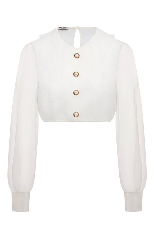 Шелковый топ Miu Miu MT1674-401-F0009 Белый MT1674-401-F0009