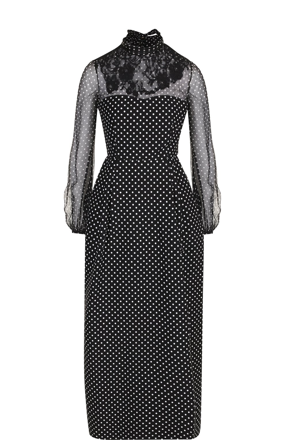 Платье-макси из смеси шерсти и шелка с воротником аскот VALENTINO, арт. QB2VAIS042A, фото 1