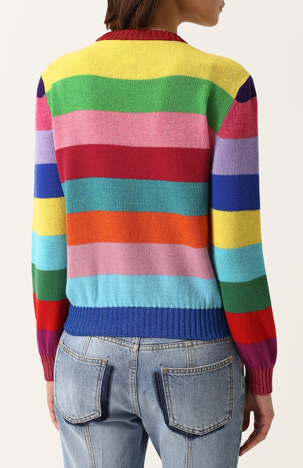 Шерстяной пуловер в полоску с вышивкой пайетками GUCCI, арт. 482370/X9D52, фото 4