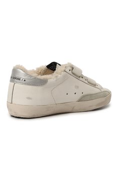 Детские кожаные кеды superstar GOLDEN GOOSE DELUXE BRAND белого цвета, арт. GYF00111.F002827 | Фото 3 (Материал утеплителя: Натуральный мех; Девочки Кросс-КТ: Обувь-низкие; Материал внутренний: Натуральная кожа; Материал сплава: Проставлено; Нос: Не проставлено)