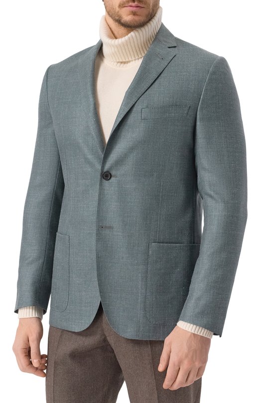 Пиджак из шерсти и шелка Corneliani 25X002-2518289 Голубой  25X002-2518289 Фото 5