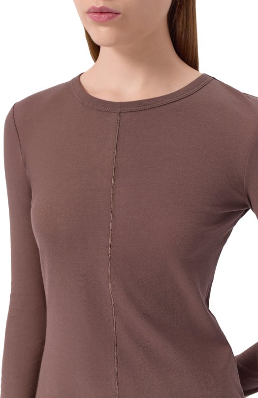 Хлопковый лонгслив Weekend Max Mara VINCITA Коричневый  VINCITA Фото 5