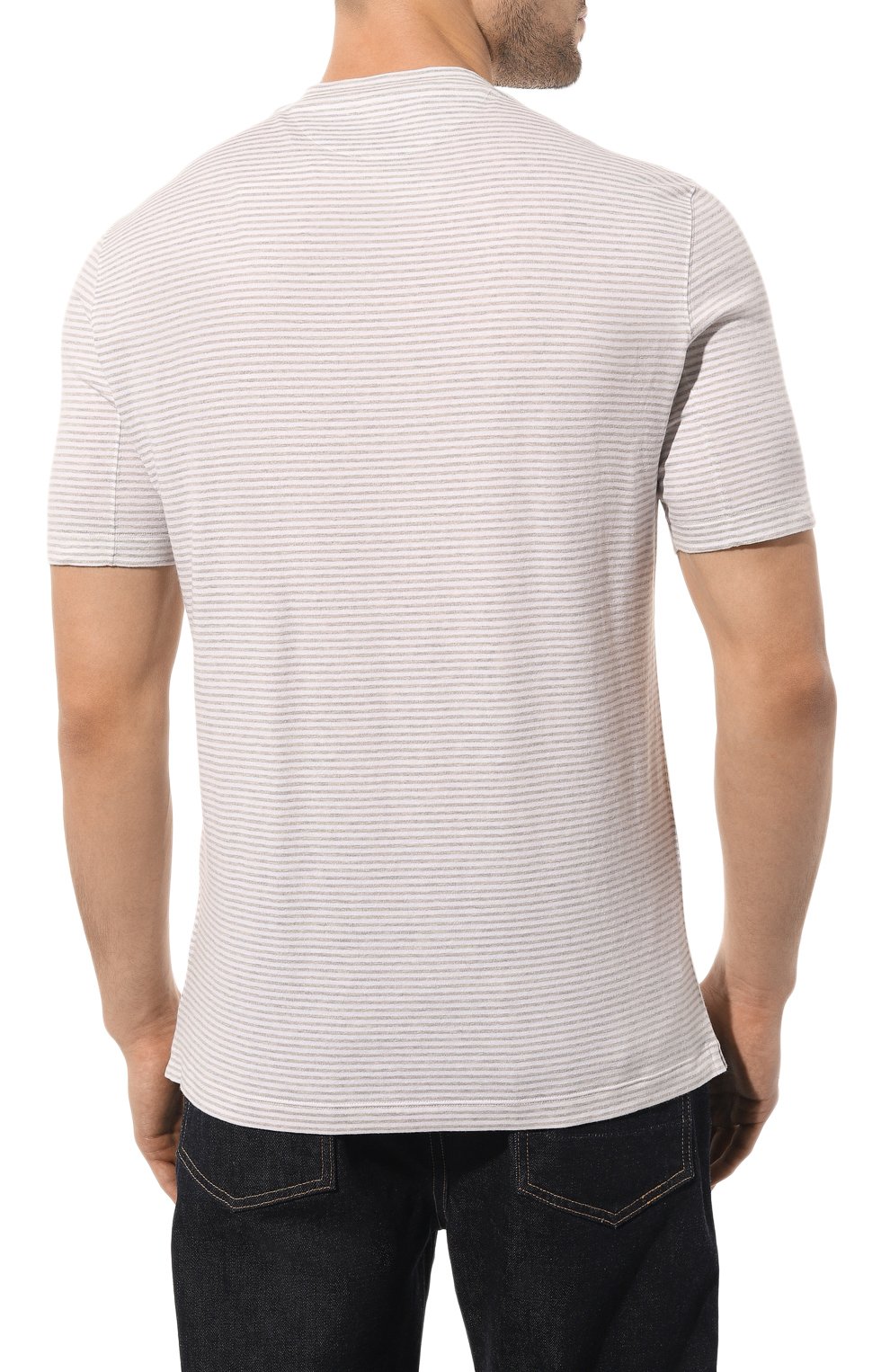 Футболка из хлопка и льна BRUNELLO CUCINELLI, арт. MTS811308, фото 4