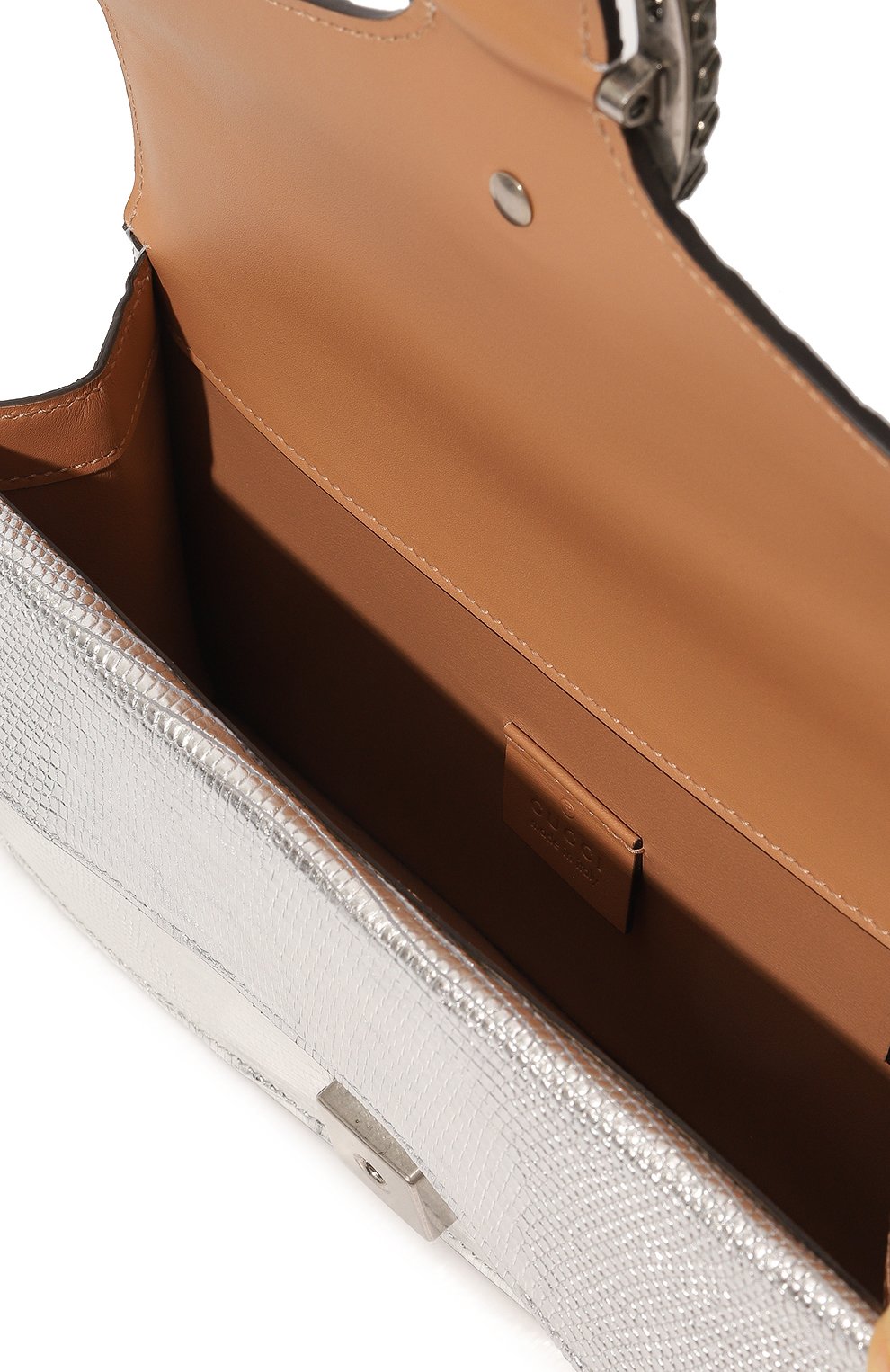 Сумка dionysus small из кожи ящерицы GUCCI серебряного цвета по цене 676800 руб., арт. 499623 EYZBX, фото 5 Сумка dionysus small из кожи ящерицы GUCCI, арт. 499623 EYZBX, фото 5