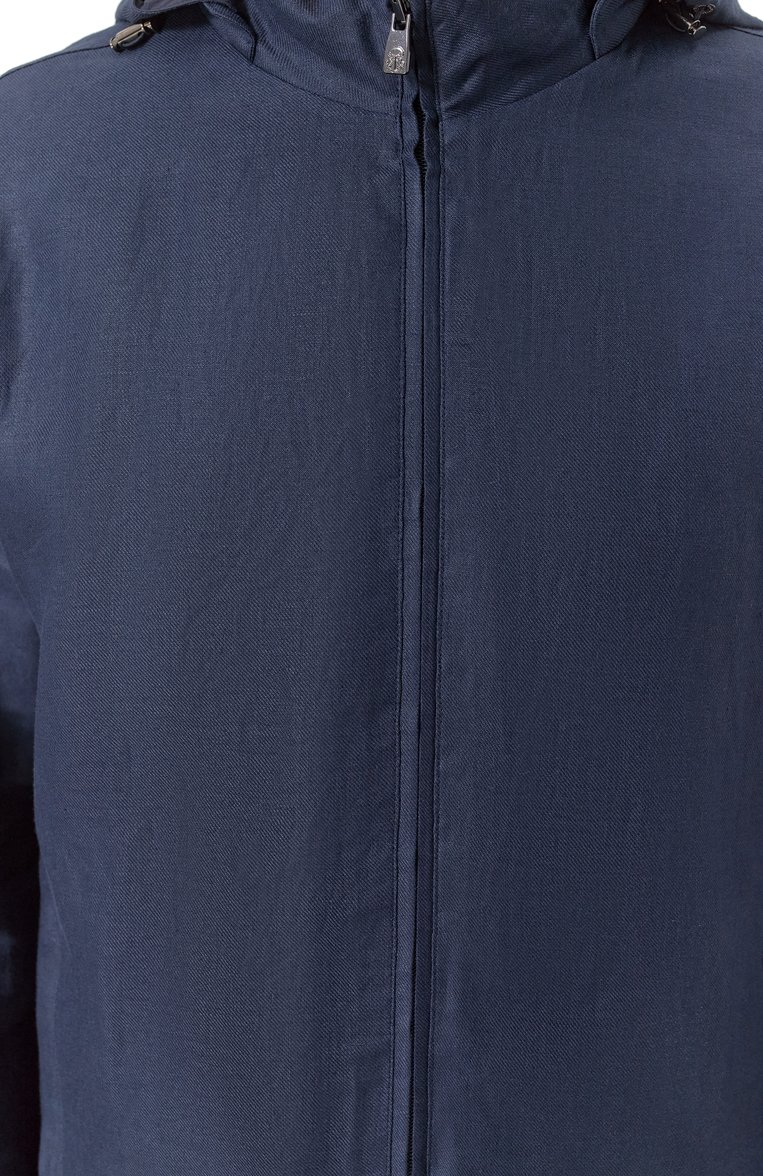 Мужская двусторонняя куртка CORNELIANI темно-синего цвета, арт. 25L5P3-2520153 | Фото 5 (Рукава: Длинные; Материал внешний: Лен; Длина (верхняя одежда): Короткие; Материал подклада: Синтетический материал; Кросс-КТ: Легкие; Стили: Кэжуэл)
