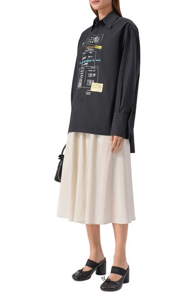 Хлопковая рубашка MM6 черного цвета по цене 99050 руб., арт. S52DL0237/M35480, фото 2 Хлопковая рубашка MM6, арт. S52DL0237/M35480, фото 2