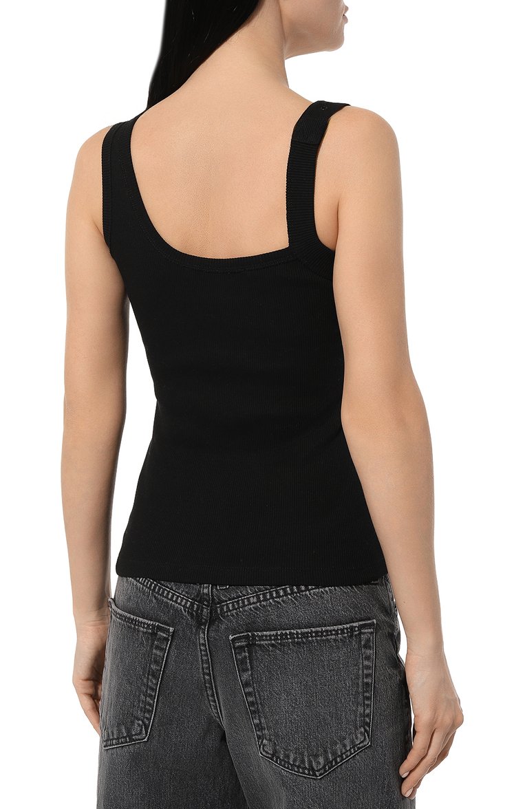 Женская хлопковая майка VERSACE JEANS COUTURE черного цвета, арт. 76HAM625/J0004 | Фото 4 (Длина (для топов): Стандартные; Материал внешний: Хлопок; Стили: Гранж; Рукава: На бретелях)