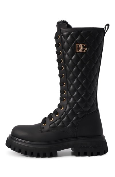 Кожаные ботинки DOLCE & GABBANA черного цвета по цене 72000 руб., арт. D11430/A0773_001, фото 2 Кожаные ботинки DOLCE & GABBANA, арт. D11430/A0773_001, фото 2