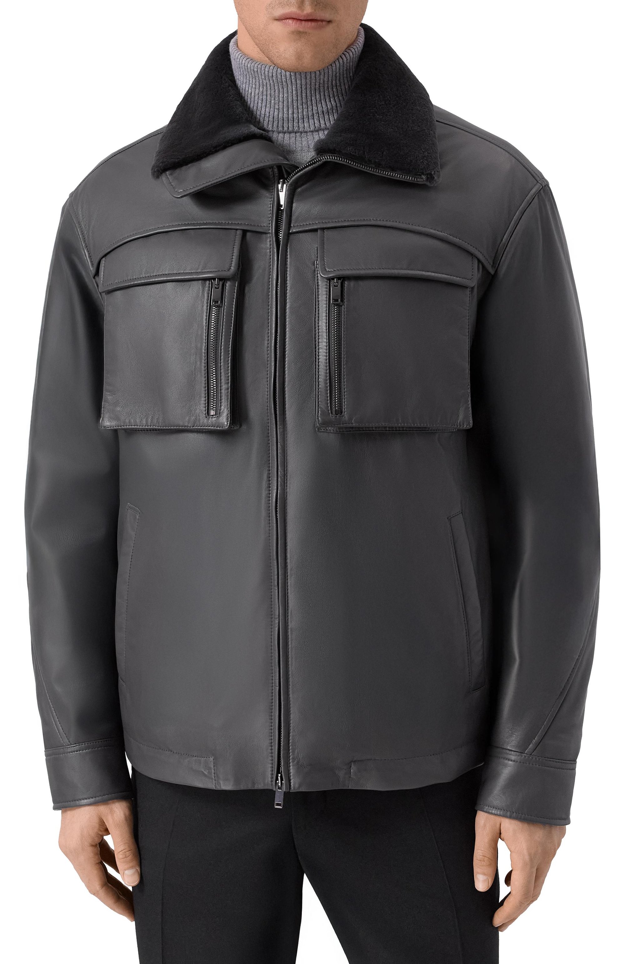 Кожаная куртка с воротником из норки MVST, арт. M25.1PM.0011/BIG SIZE/ANTRA, фото 3