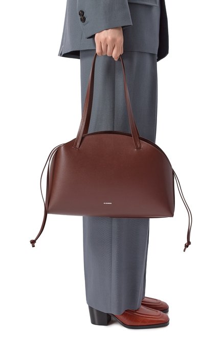 Женская сумка curve JIL SANDER бо�рдового цвета, арт. J07ZH0054-P7101 | Фото 2 (Автоматизация ТО: Проставлено; Автоматизация состава: Проставлено; Размер: large; Материал: Натуральная кожа)