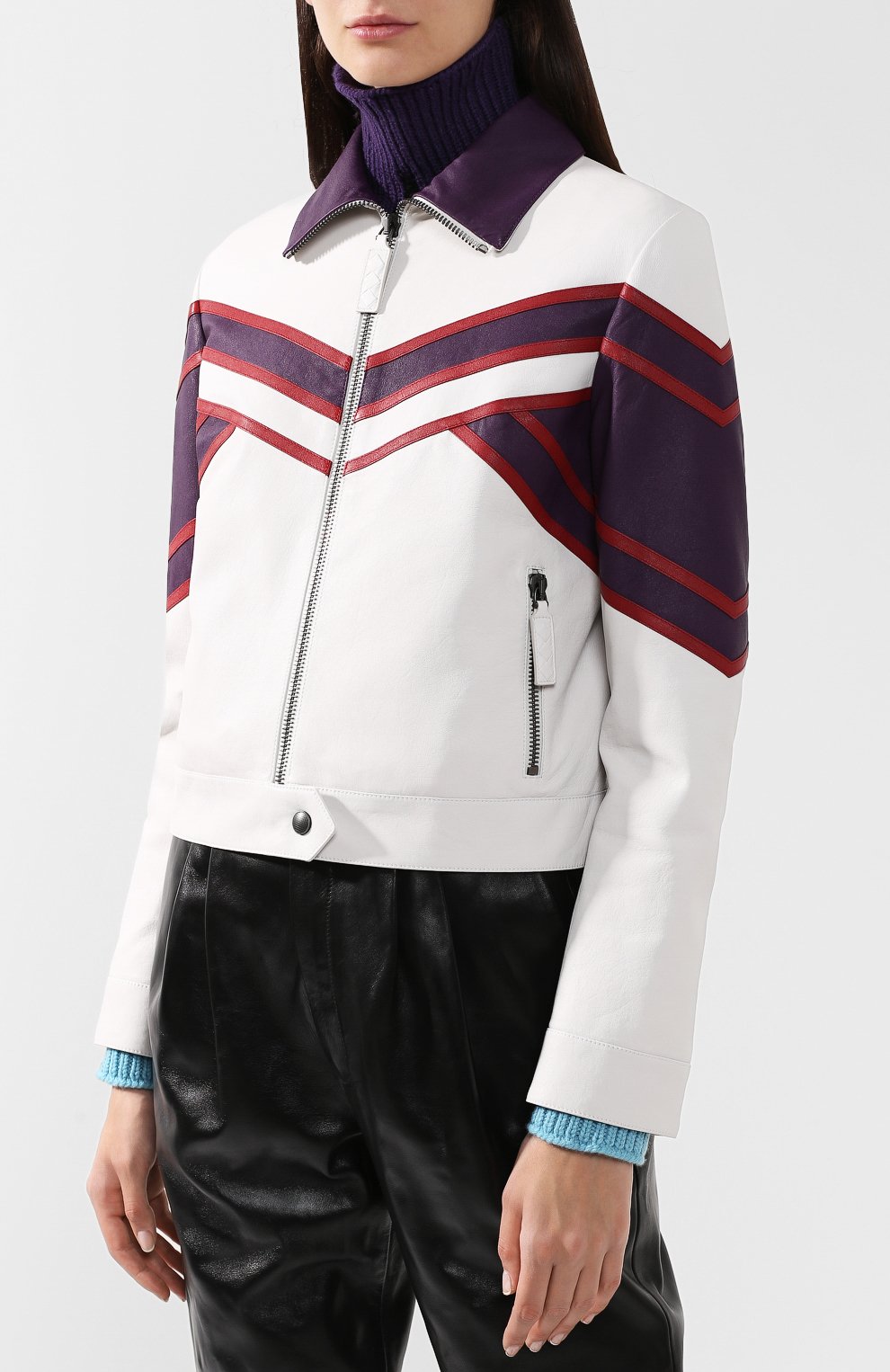 Кожаная куртка с контрастной отделкой и воротником-стойкой BOTTEGA VENETA, арт. 513821/VELY0, фото 3