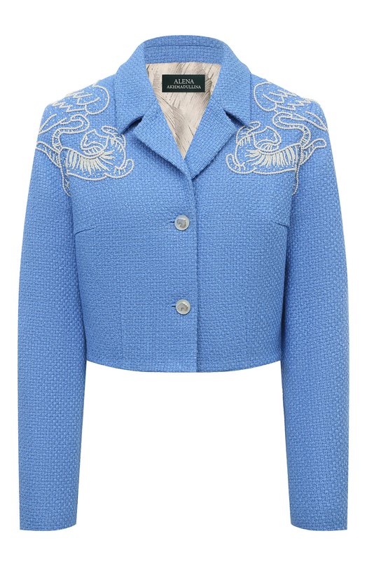 Жакет из хлопка и вискозы Akhmadullina 1124.2JT624/C420 Голубой 1124.2JT624/C420